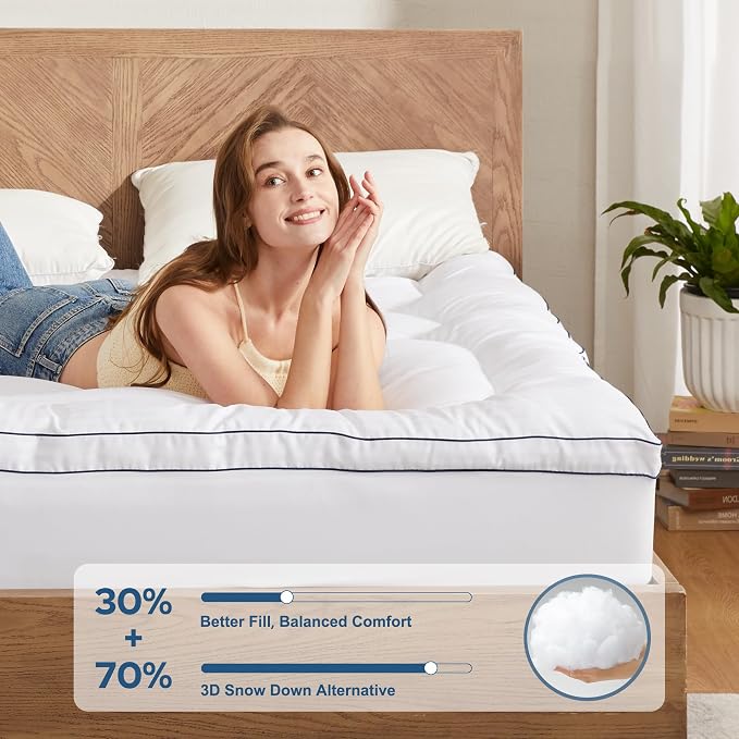 BEDLORE Twin Mattress Topper, Thick Pillow Top Pad - Image 2