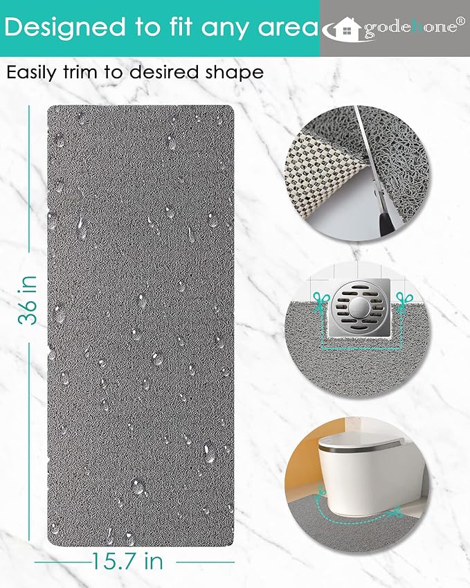 godehone Shower Mats Non Slip Without Suction Cups, PVC Loofah Bathroom Mats - Image 2