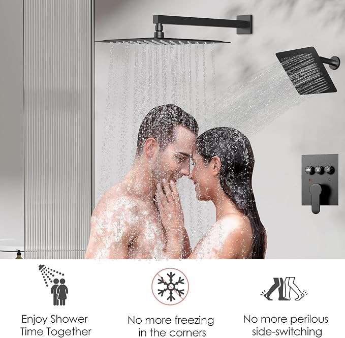 Shower Systems with Rain Shower and Handheld, STARBATH Dual Head 12+6" Rainfall - Image 3
