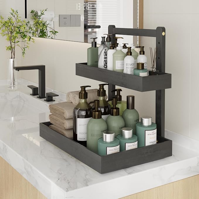 Bamboo Under Sink Organizer and Storage, 2 Tier Pull Out Cabinet Organizer - Image 8
