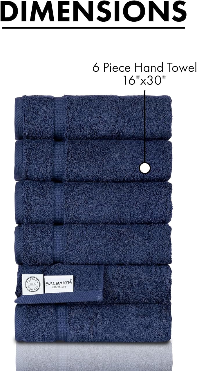 SALBAKOS 100% Turkish Cotton Hand Towel Set of 6 16x30 inch | Heirloom Quality - Image 4