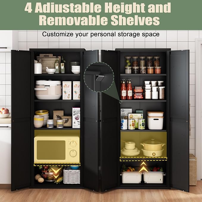 71" Tall Kitchen Pantry Storage Cabinet, 5 Tier Kitchen Cupboard - Image 3
