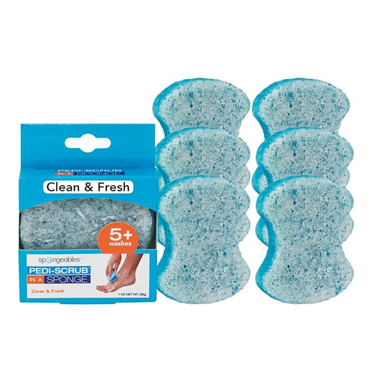 Spongables Pedi Scrub Foot Exfoliating 5+ Wash Travel Sponge, Clean & Fresh by Spongeables