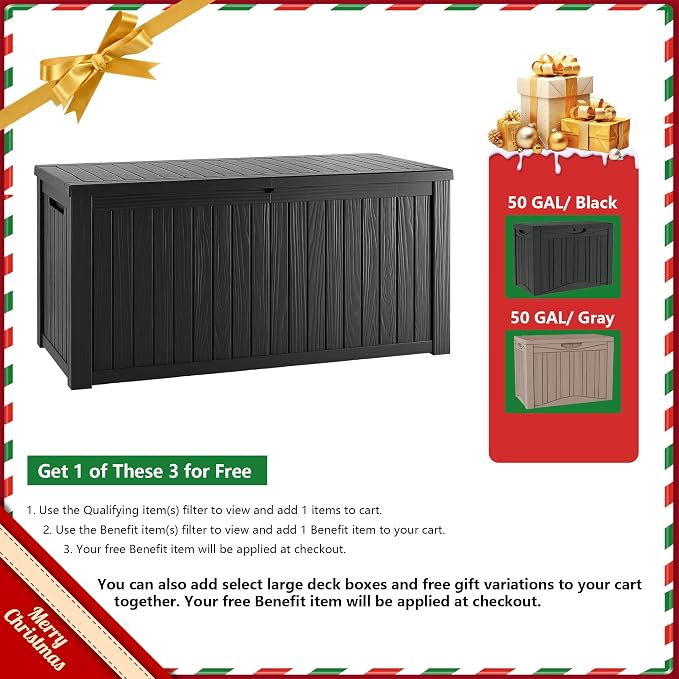 TARKARI 50 Gallon Lockable Resin Deck Box, Waterproof & UV-Resistant Outdoor - Image 2