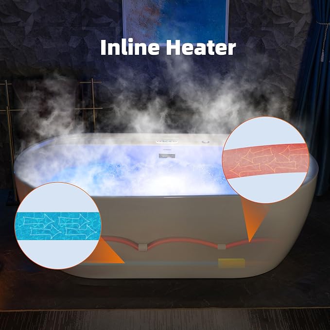 WOODBRIDGE 72" x 35-3/8" Whirlpool and Air Bath Heated Soaking Combination Tub - Image 12