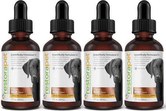 RestoraPet 4-Pack Dog & Cat Beef Liquid Multivitamin | Dog Arthritis Pain by RestoraPet