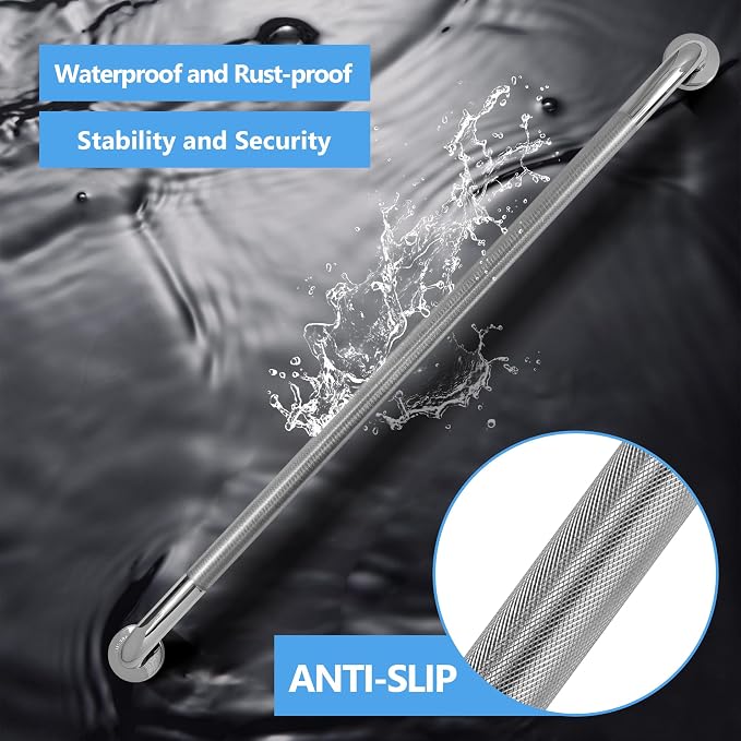 Shower Grab Bar, 2 Pack 39.4 Inch Bathroom Grab Bar, 304 Stainless Steel 1.25" - Image 4