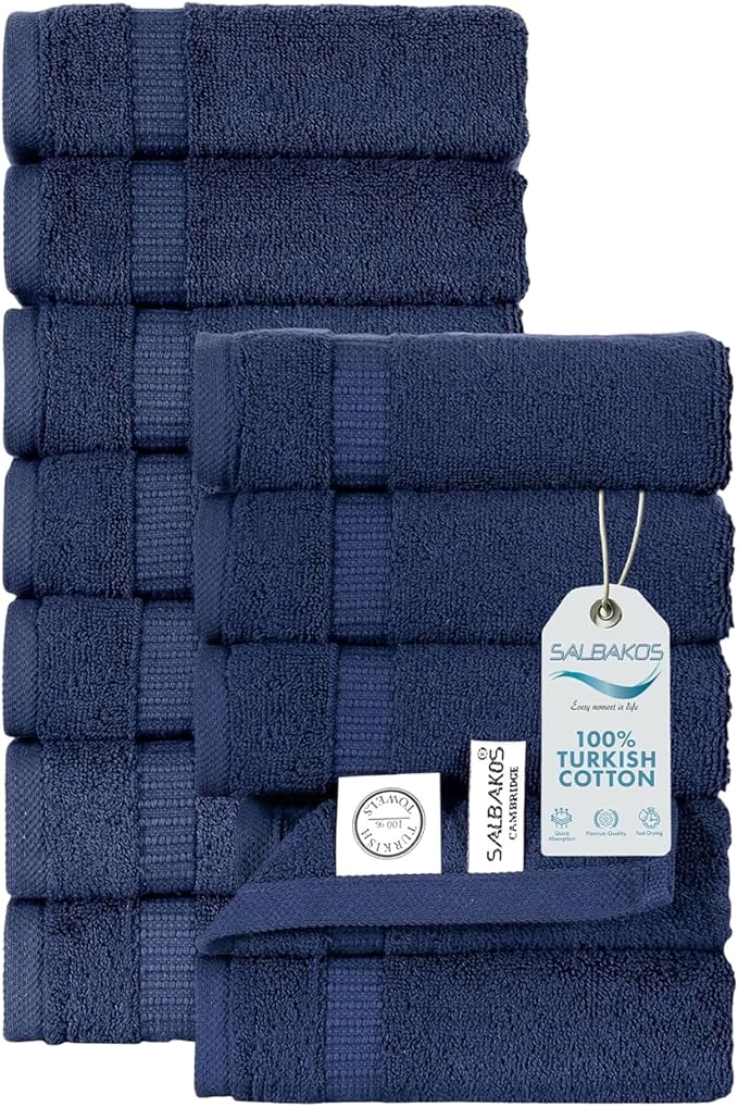 SALBAKOS 100% Turkish Cotton Washcloth Set of 12 13x13 inch | Heirloom Quality by SALBAKOS