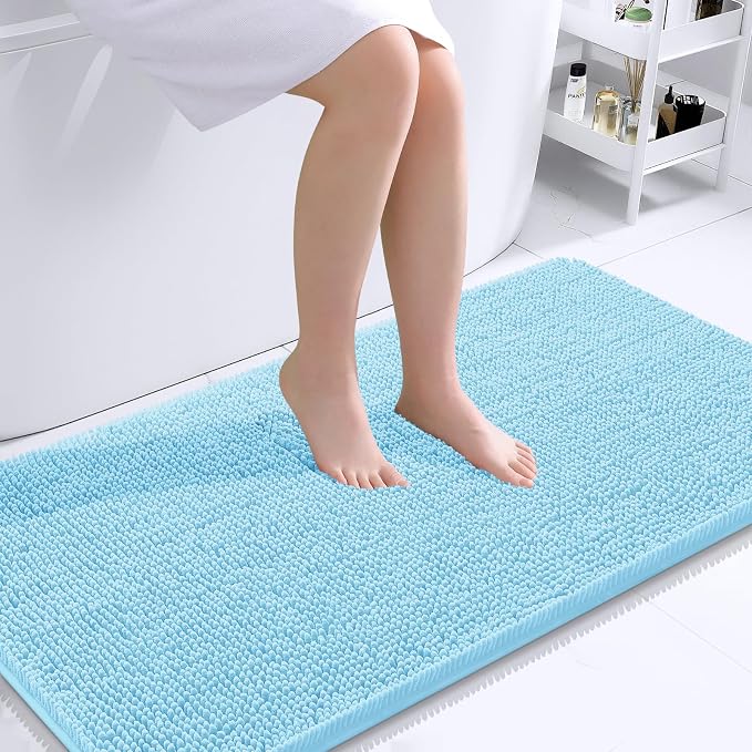 OLANLY Bathroom Rugs 44x24, Extra Soft Absorbent Chenille Bath Rugs, Rubber by OLANLY