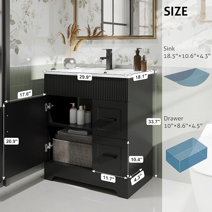 eclife 30" Bathroom Vanities Sink Combo - Image 2