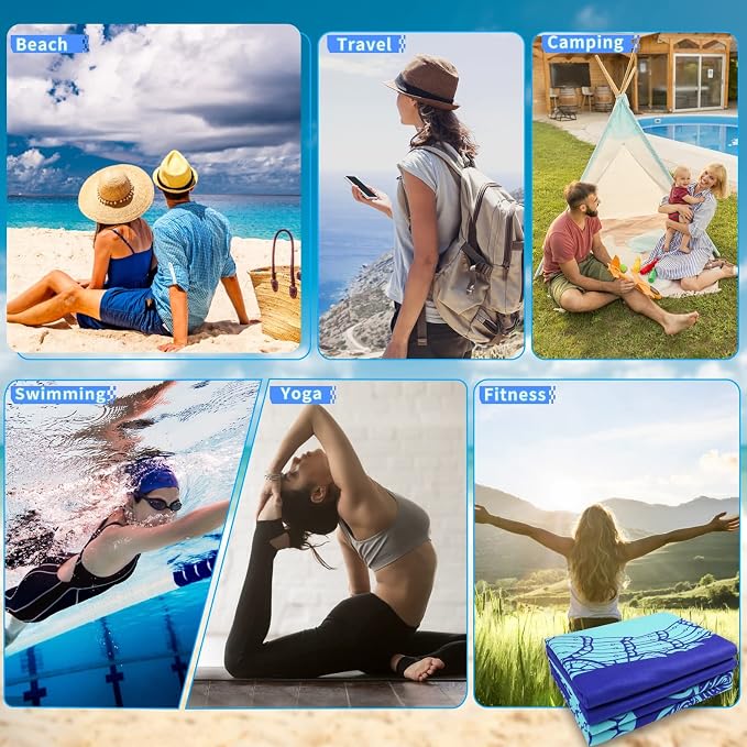 6 Pack Microfiber Oversized Lightweight Beach Towel 71x32 Extra Thin Large Sand - Image 7