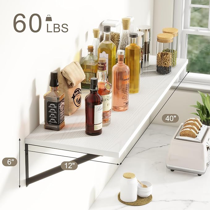 Fun Memories 40 Inch Floating Shelves, 12 Inch Deep Wall Shelf, 40 x 12 - Image 3