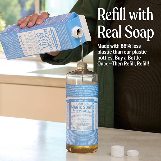 Dr. Bronner's Pure-Castile Liquid Magic Soap Bottle & Refill Carton - Image 2