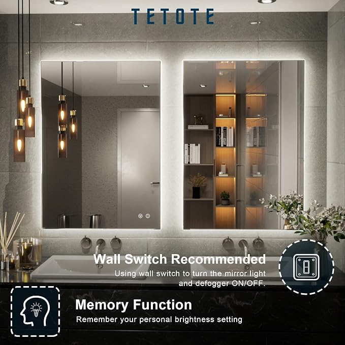 TETOTE 20 x 28 LED Backlit Bathroom Mirror - Image 7