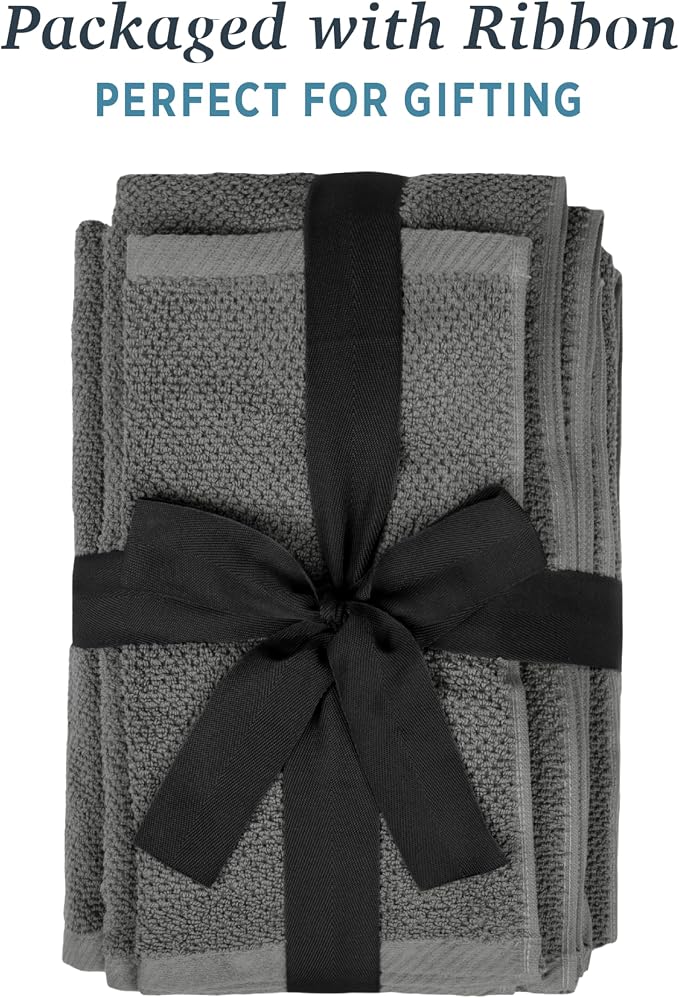 Welhome Franklin Premium 6 Pack Hand Towels Popcorn Textured Charcoal Bathroom - Image 5