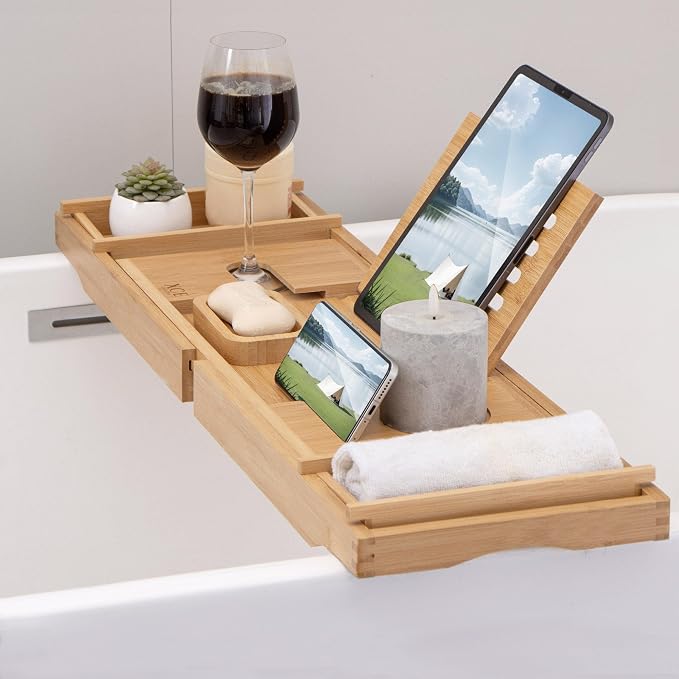 XcE Bamboo Bathtub Caddy Tray - Image 6
