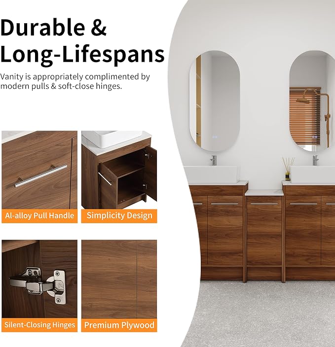 60 Inch Bathroom Vanity with Sink, Mordern Bathroom Vanity, Single Sink - Image 5