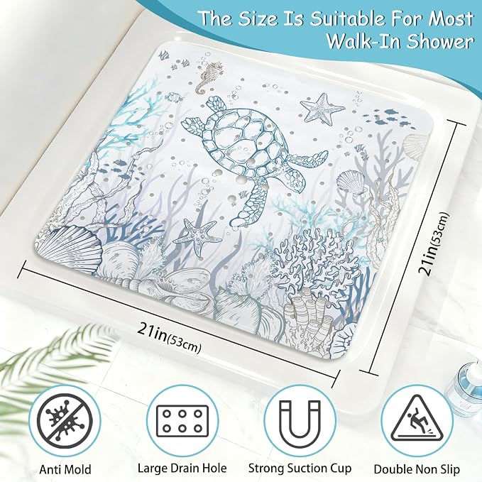 Sea Turtle Square Anti Slip Shower Mats - Image 2