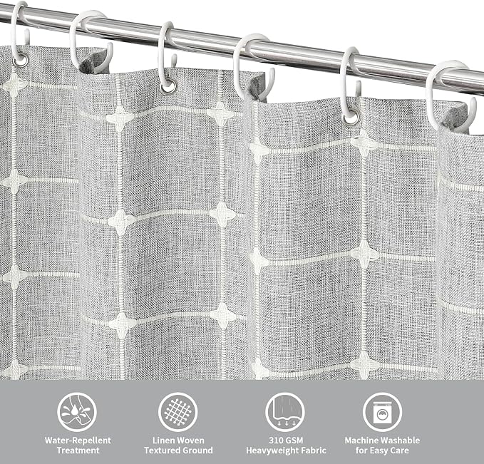 MitoVilla Grey Boho Shower Curtains - Image 3