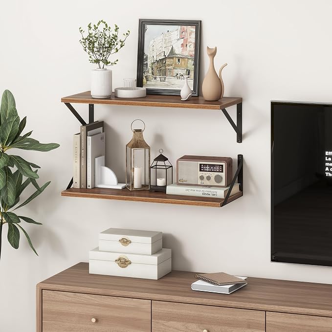 Deep Walnut Floating Shelves for Wall, 10 Inch Deep Floating Shelf - Image 2