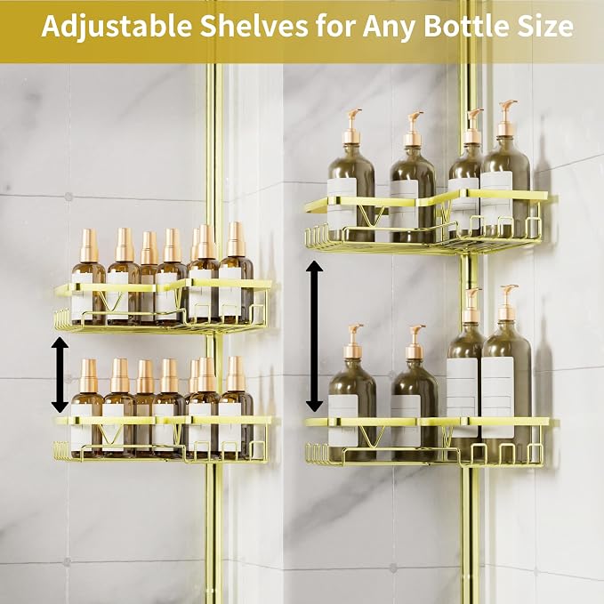 KEGII Corner Gold Shower Caddy Tension Pole - Image 3