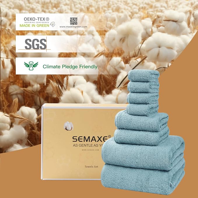 SEMAXE Bath Towel Set, 100% Cotton Bathroom Towels - Image 5