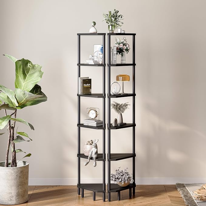 6 Tier Corner Shelf, 66.5'' Tall Standing Shelf, Narrow Display Shelf Stand - Image 4