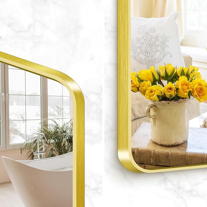 BONEWEI Gold Bathroom Mirror, 48x48 inch Wall Mirror - Image 5