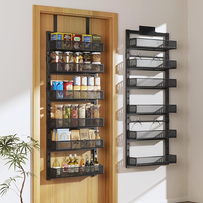 Pantry Door Organizers and Storage, 6-Tier Large Metal Heavy-Duty Frame Over by DAOTENGQL