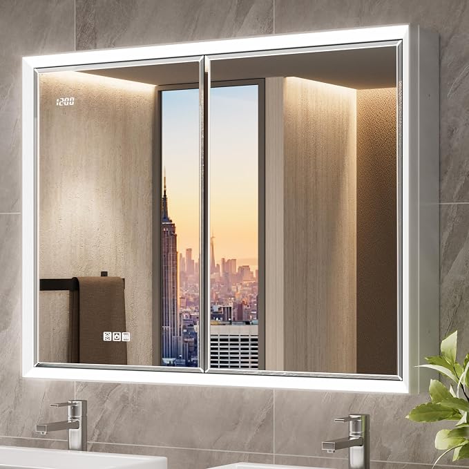 40x30 Beveled Lighted Medicine Cabinet by QUEENFUN