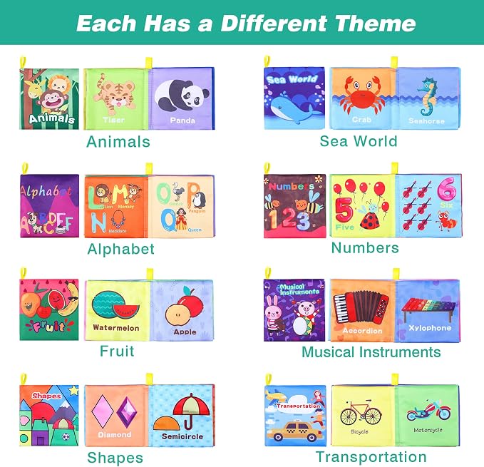 Baby Bath Books, Nontoxic Fabric Soft Baby Cloth Books, Early Education Toys - Image 4