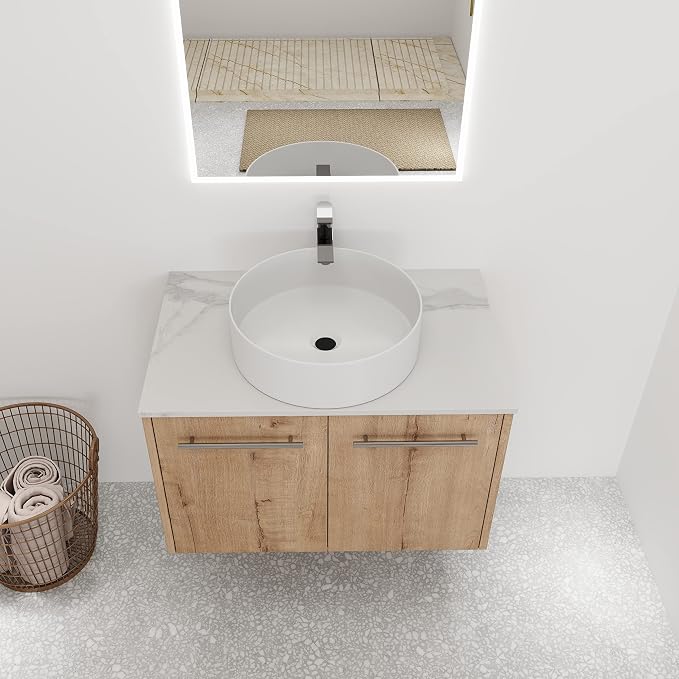 30 Inch Bathroom Vanity with Sink, Modern Wall Mount Floating Bathroom Vanity - Image 3