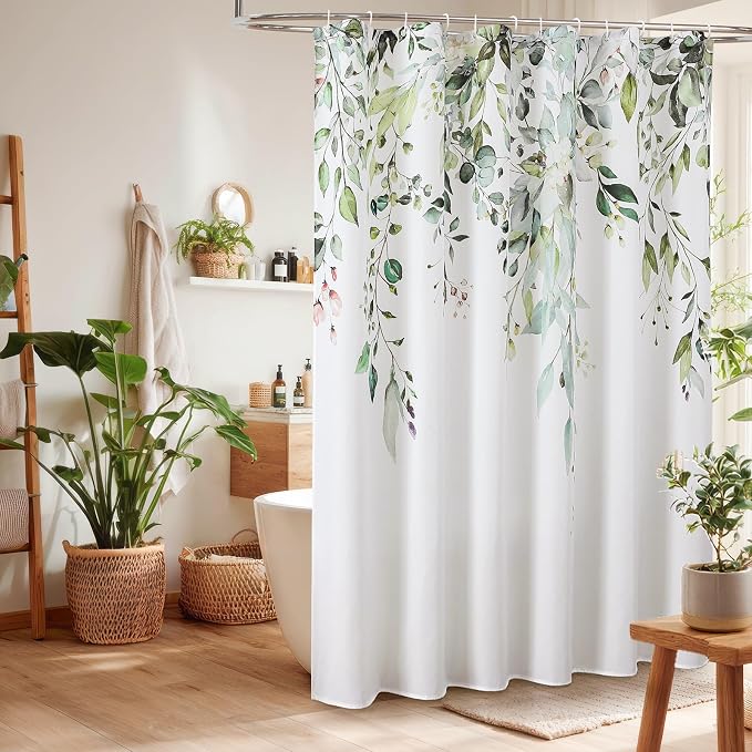 Colorful Star Sage Green Eucalyptus Waterproof Shower Curtain Set - Image 2