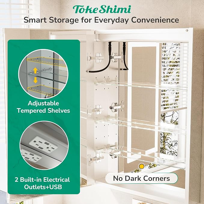 TokeShimi 36x24 Lighted Medicine Cabinet Mirror - Image 7