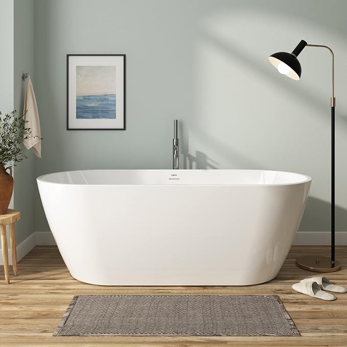 FerdY 67" Bali Acrylic Freestanding Bathtub, Gracefully Shaped Freestanding by FerdY
