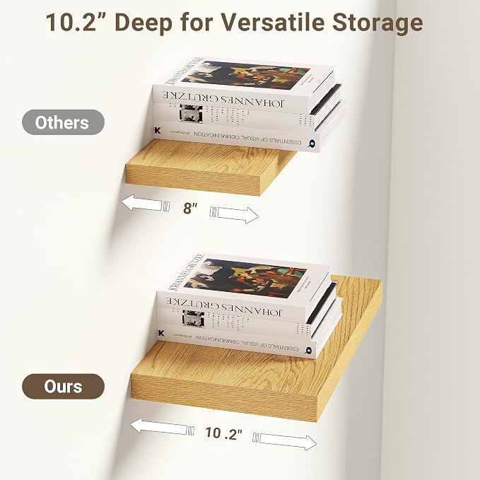 Vivelove 10" Deep Floating Shelves Over Toilet, 10.2" Wall Shelves - Image 5