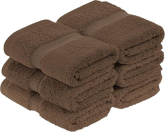 Superior Egyptian Cotton Pile Face Towel/Washcloth Set of 6, Ultra Soft Luxury by SUPERIOR