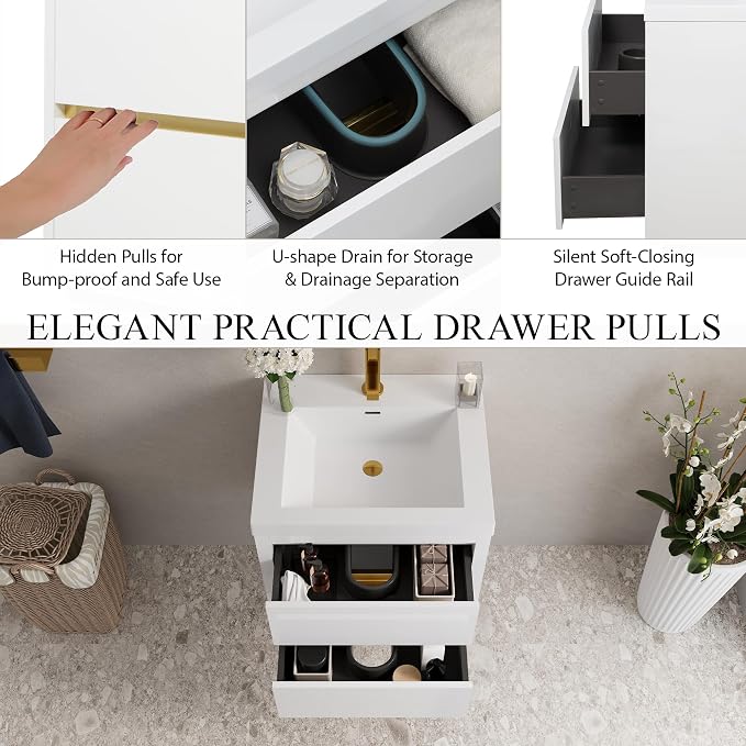 Modern 24" Wall-Mounted Bathroom Vanity - Image 4