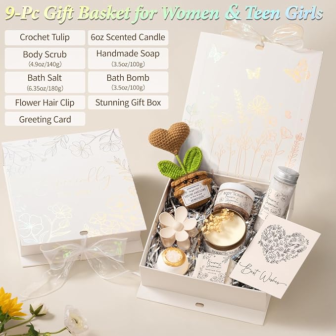 Spa Gifts for Women Bath Gift Set, Freesia & Jasmine Relaxing Spa Gift Basket - Image 2