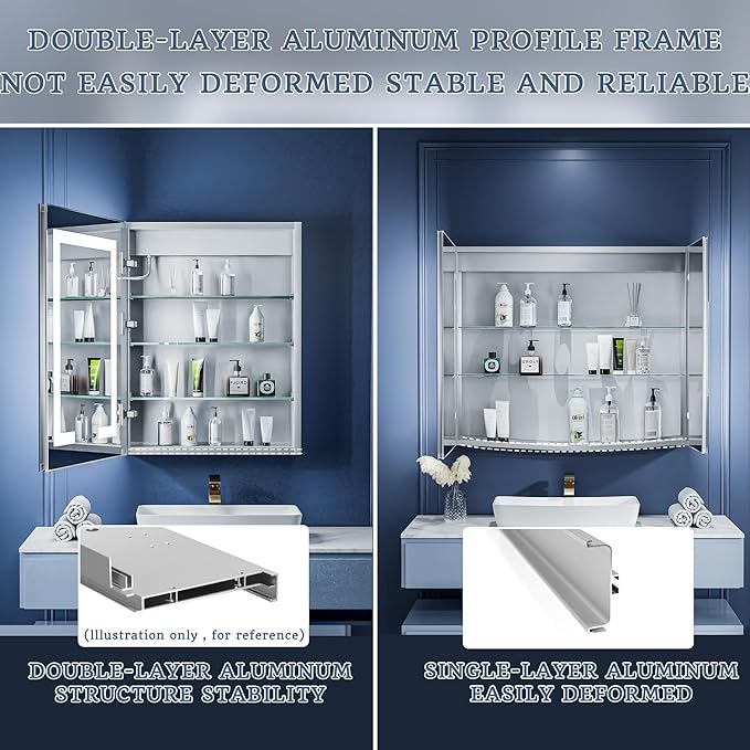 ExBrite LED Lighted Bathroom Medicine Cabinet - Image 7