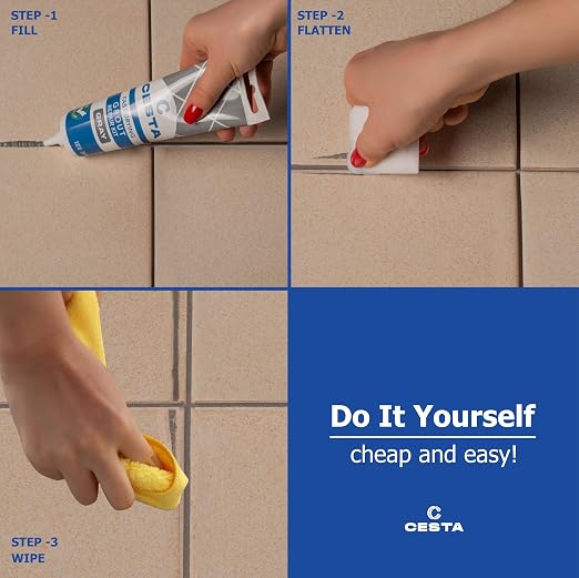 CESTA Tile Grout Repair Kit Squeeze Tube, Fast Drying, Waterproof Tile Grout - Image 2