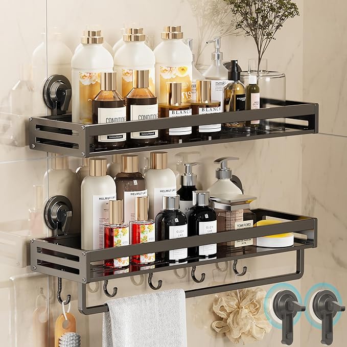 Shower Caddy Suction Cup, 15.8 inch 2 Pack Suction Shower Shelf - Image 2