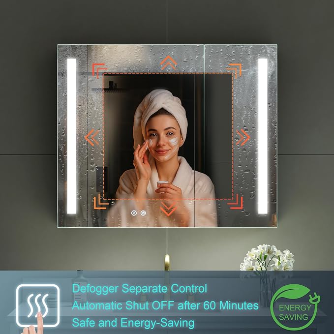 WELLFOR 36" X 30" LED Medicine Cabinet - Image 6