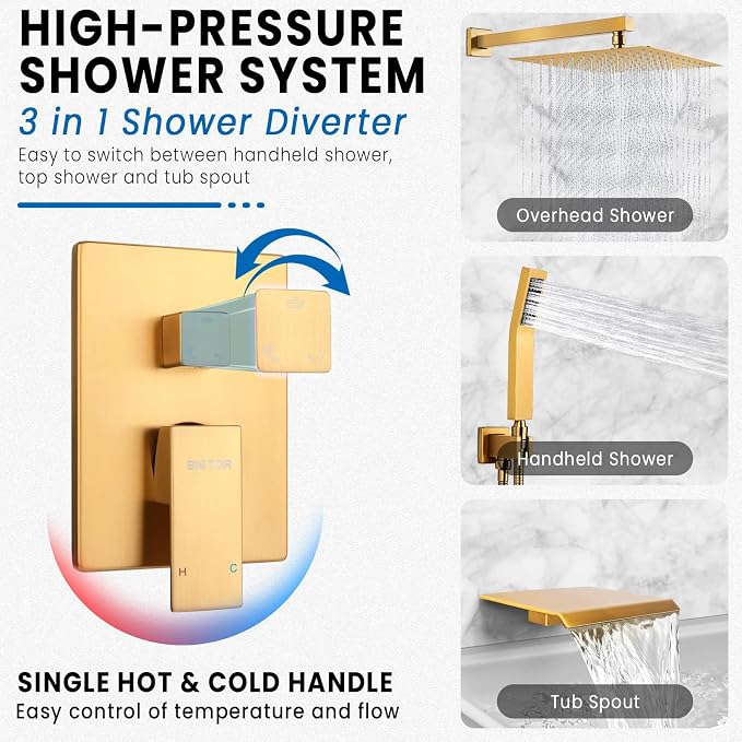 Wall Mounted Shower Faucet Set, Shower System - Image 2