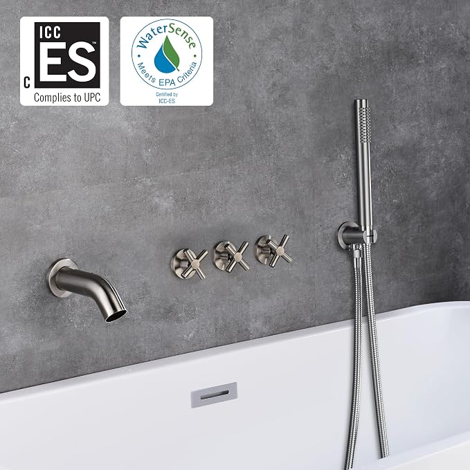 sumerain 3 Handle Wall Mount Tub Faucet - Image 2