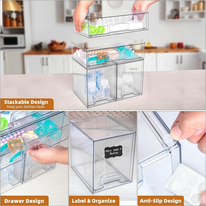 Baby Bottle Organizer, 5 Pack Stackable Storage Drawers - Image 5