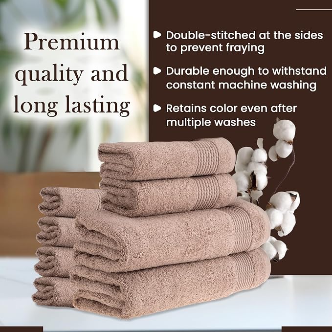 HALLEY Turkish Cotton Towels 2 Bath Towels 2 Hand Towels 4 Washcloths, Super - Image 4