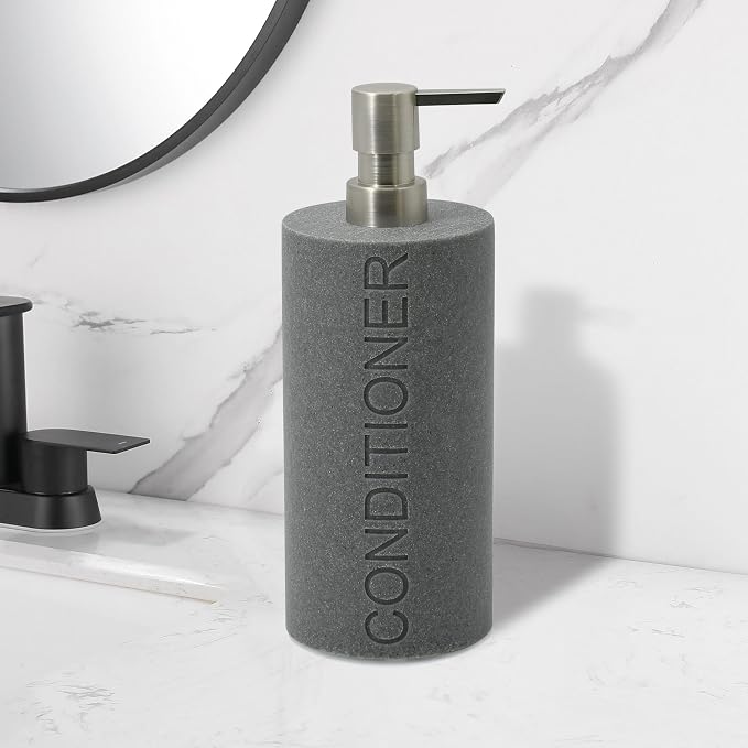 Resin Neutral Gray Sandstone Conditioner Engraved Bottle Refillable Pump - Image 4