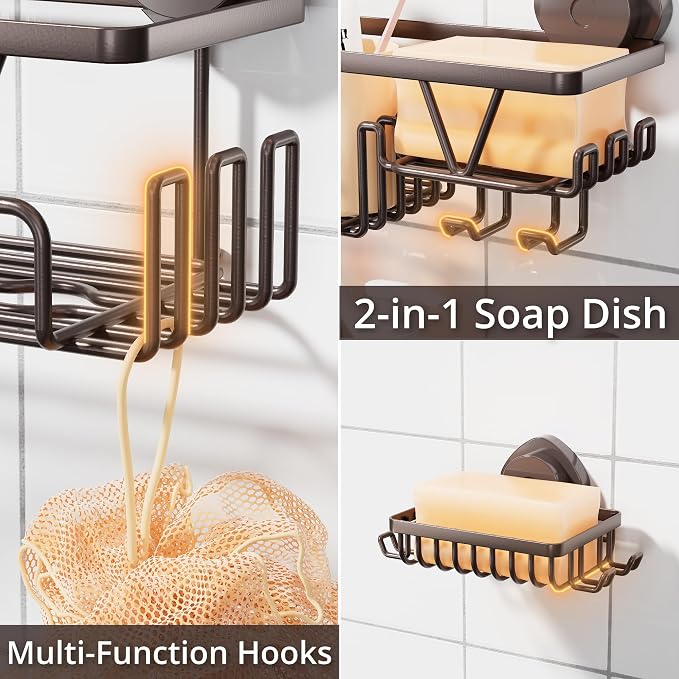 KEGII Suction Cup Shower Caddy – 3 Pack Suction Cup Shelf - Image 3