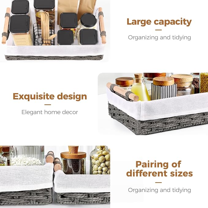 HomeHacks 2 Pack Storage Basket Paper Rope Baskets - Image 3